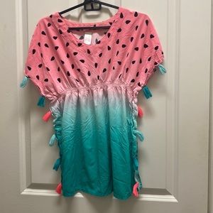 Girls pink swim suit coverup